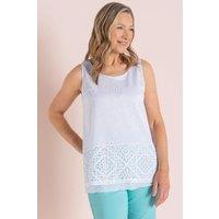 Anna Rose Women's Textured Printed Sleeveless Top in White | Size: Large
