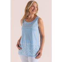 Anna Rose Women's Textured Printed Sleeveless Top in Blue | Size: Medium