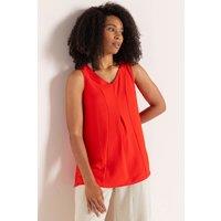 Klass. Women's Textured V Neck Sleeveless Top in Red | Size: Medium