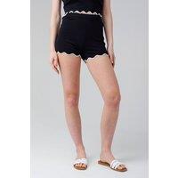 Influence Women's High Waisted Knit Shorts With Elasticated Waistband in Black | Size: 10