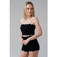 Influence Women's Sleeveless Square Neck Knit Cropped Top in Black | Size: 10