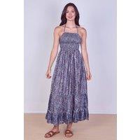 ELAINA FASHION Women's Boho Paisley Halterneck Maxi Dress in Purple