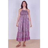 ELAINA FASHION Women's Boho Paisley Halterneck Maxi Dress in Lilac