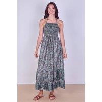 ELAINA FASHION Women's Boho Paisley Halterneck Maxi Dress in Green