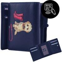 Mala leather Women's Cocos Walk Trifold Purse in Navy
