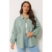 Yours Women's Utility Shacket in Pale Green | Size: 20