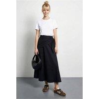 Bianco Lucci Women's High Waist A-Line Wrap Skirt with Tie Detail in Black | Size: Small