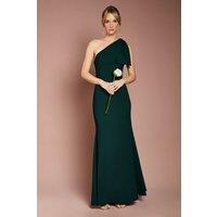 Coast Women's Honoured Bow One Shoulder Maxi Bridesmaid Dress in Emerald | Size: 8