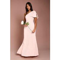 Coast Women's Honoured Petite Bow One Shoulder Maxi Bridesmaid Dress in Blush | Size: 18