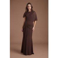 Coast Women's Twist Cape Sleeve Contour Collective Bridesmaid Dress in Espresso | Size: 10