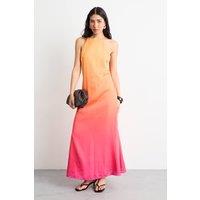 Warehouse Women's Ombre Strappy Satin Maxi Sundress in Pink | Size: 6