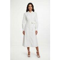 Wallis Women's Cotton Lace Detail Shirt Dress in Ivory | Size: 16