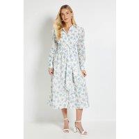 Wallis Women's Petite Floral Embroidered Midi Shirt Dress in Ivory | Size: 14