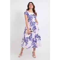 Wallis Women's Floral Ottoman Fit & Flare Midi Dress in Navy | Size: 18