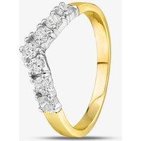 T.H.Baker Women's 9ct Yellow Gold Clear Crystal Wishbone Ring DIV003C-Q | Size: Q
