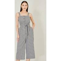 Yumi Women's Gingham Button Through Jumpsuit in Black | Size: 18
