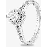 T.H.Baker Women's 9ct White Gold 0.50ct Diamond Pear Shaped Shoulder Set Ring in Silver | Size: P