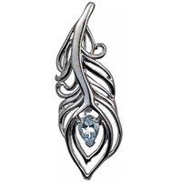 Ojewellery Women's Aquamarine Peacock Feather Brooch in Blue