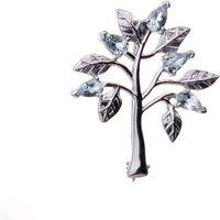 Ojewellery Women's Aquamarine Tree of Life Brooch in Blue