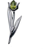 Ojewellery Women's Peridot Brooch Tulip in Silver