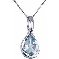Ojewellery Women's 9ct White Gold Aquamarine Necklace in Aqua | Size: 18 inches