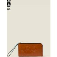 Orla Kiely Women's Hold On Leather Wristlet - OK Colourblock Sienna in Brown