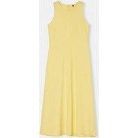WOVCOR Women's Sleeveless Crew Neck Minimal Midi Dress with Side Split in Lemon | Size: 10