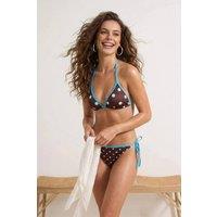 WOVCOR Women's Polka Dot Tie Side Triangle Bikini Set with Contrast Trim | Size: 8