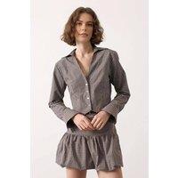 WOVCOR Women's Check Print Button Up Collared Slim Fit Regular Shirt | Size: 10