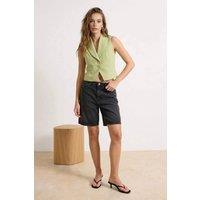 WOVCOR Women's Lined Cotton Regular Vest with Button Detail Sleeveless in Light Green | Size: 4