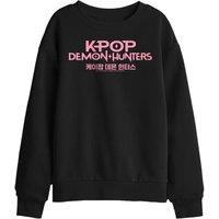 Netflix Kpop Demon Hunters Pink Logo Kids Sweatshirt, Black | Size: 12-13 Years