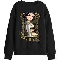 Netflix Kpop Demon Hunters Zoey Golden Frame Kids Sweatshirt, Black | Size: 9-11 Years