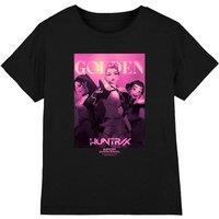 Netflix Kpop Demon Hunters Huntrix Golden Poster Pink Kids T-Shirt, Black | Size: 9-11 Years