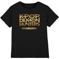 Netflix Kpop Demon Hunters Golden Tour Countdown Kids T-Shirt, Black | Size: 12-13 Years