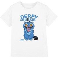 Netflix Kpop Demon Hunters Derpy & Sussie Delivery Kids T-Shirt, White | Size: 5-6 Years