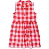 Toby Tiger Girl's Gingham Woven Dress in Red | Size: 3-4 Years