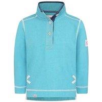 Lazy Jacks Girl's Pique Button Neck Sweatshirt in Aqua | Size: 5-6 Years