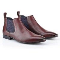 Silver Street London Men's Carnaby Leather Chelsea Boots in Wine | Size: 7