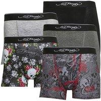 Ed Hardy Men's 5 Pack Cotton Rich Stretch Boxers with Elastic Waistband Underwear in Grey | Size: XL