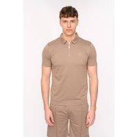 Duck&Cover Men's Medford Coordinated Zip-Polo & Pintuck Shorts Set in Taupe | Size: Large