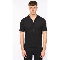 Duck&Cover Men's Hingham Casual Co-ord Set with Crinkle Texture in Black | Size: Large