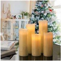 Living and Home 5Pcs Remote-Controlled LED Flameless Candle Set in Beige