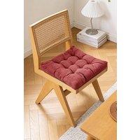 Soft Padded Corduroy Home Chair Cushion in Red | Size: 55 cm x 55 cm