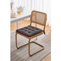 Quilted Pom Pom Edge Decor Home Chair Cushion in Grey