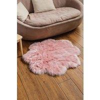 Living and Home 90Cm Shaggy Sheepskin Pink Rug | Size: 90 cm diameter