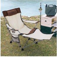 Living and Home Foldable Reclining Camping Chair with Footrest in Beige