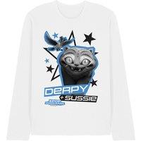 Netflix Kpop Demon Hunters Derpy & Sussie Scrapbook Stars Long Tee, White | Size: 2XL