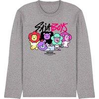 Netflix Kpop Demon Hunters Saja Boys Lion Mascots Long Tee, Athletic Heather in Light Grey | Size: 2XL