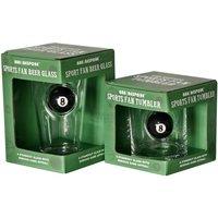 Bar Bespoke Sports Fan Pool Ball Tumbler & Pint Glass Set - Clear