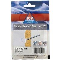 JCP CONSTRUCTION PRODUCTS Plastic Headed Nails 30 x 2.00mm - Box of 125 in White